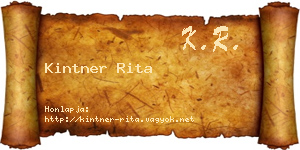 Kintner Rita névjegykártya